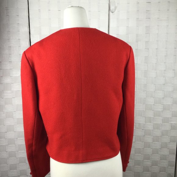 Pendelton Red 100% Wool Crop Jacket, Size 10 - Picture 4 of 6
